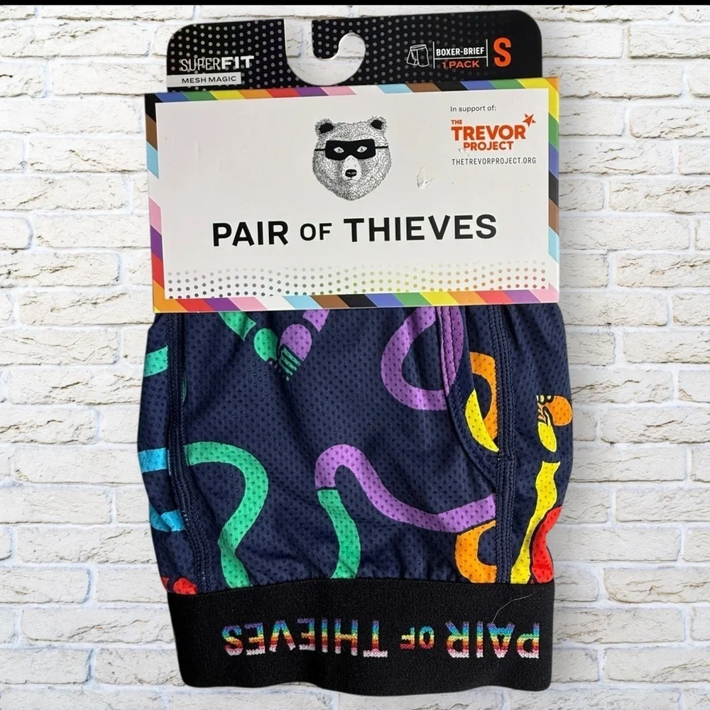 NWT Pair Of Thieves Pride Boxer Briefs The Trevor Project with Rainbows. Size S